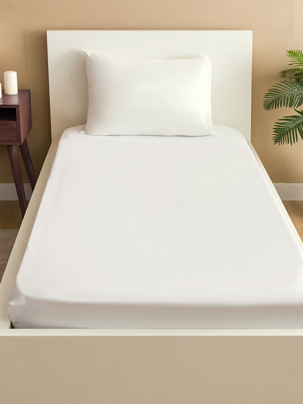 ملاية سرير قطن سادة مفرد استك 100x200x30 سم