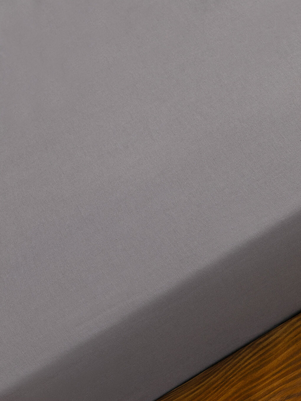 Gri Düz Pamuklu Lastikli Çift Kişilik Çarşaf 160x200x30 cm-1