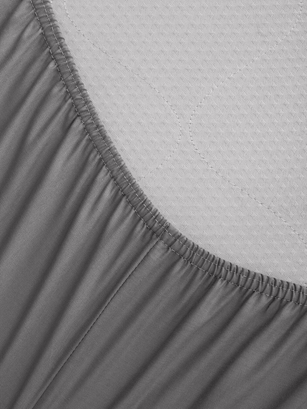 Gri Düz Pamuklu Lastikli Çift Kişilik Çarşaf 160x200x30 cm-3