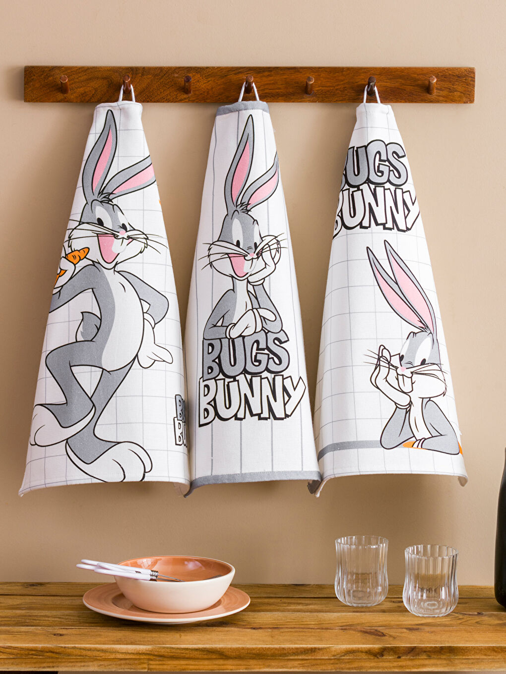 Bugs bunny принтті құрғақ тазалау шүберегі 3 данадан тұратын