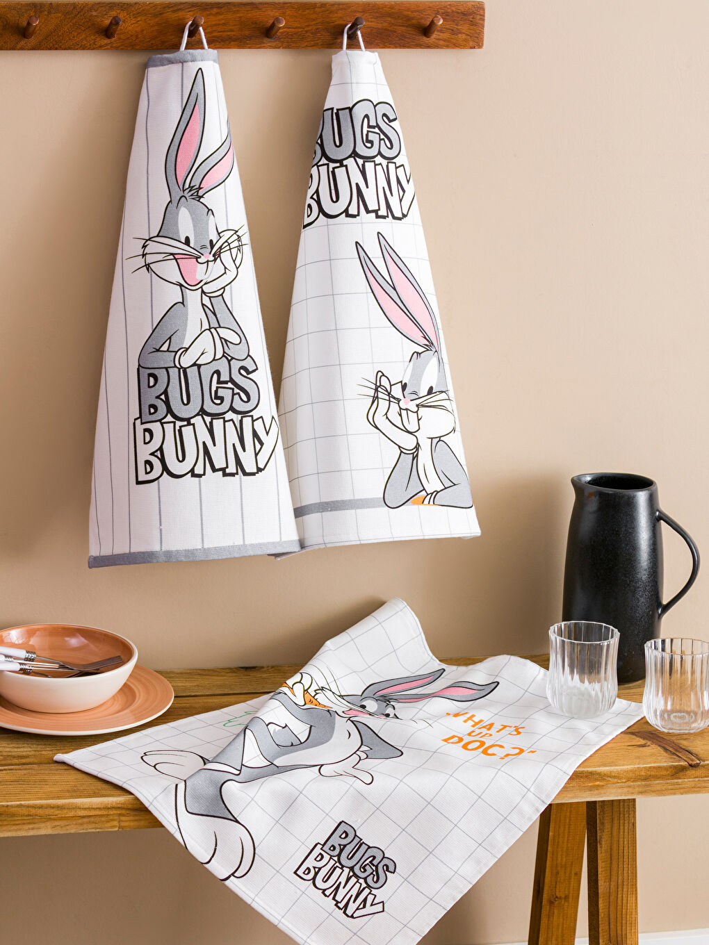 Bugs bunny принтті құрғақ тазалау шүберегі 3 данадан тұратын-1