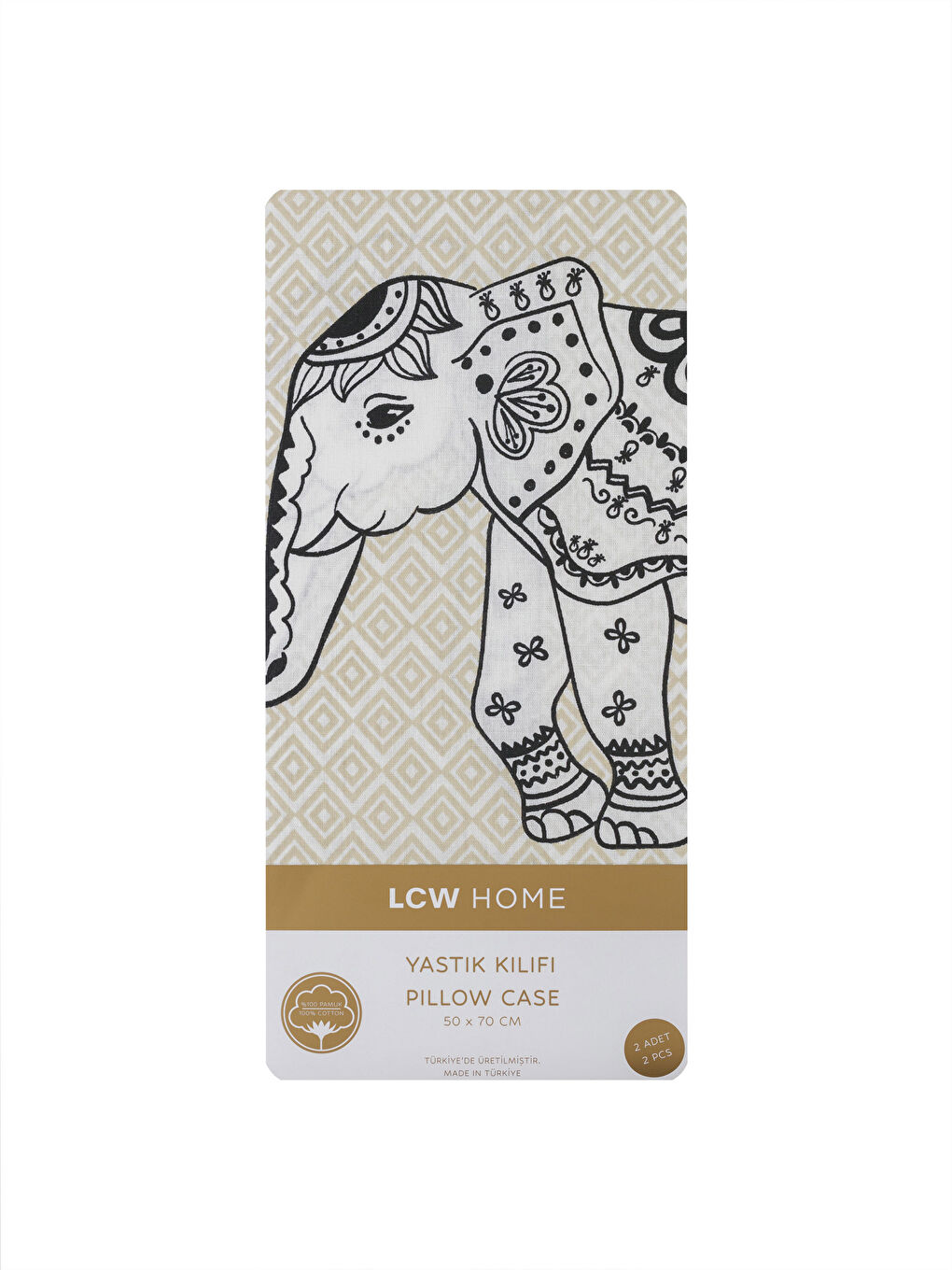 Față de Pernă cu Imprimeu Elefant, Set 2 Bucăți, 50x70 cm-3