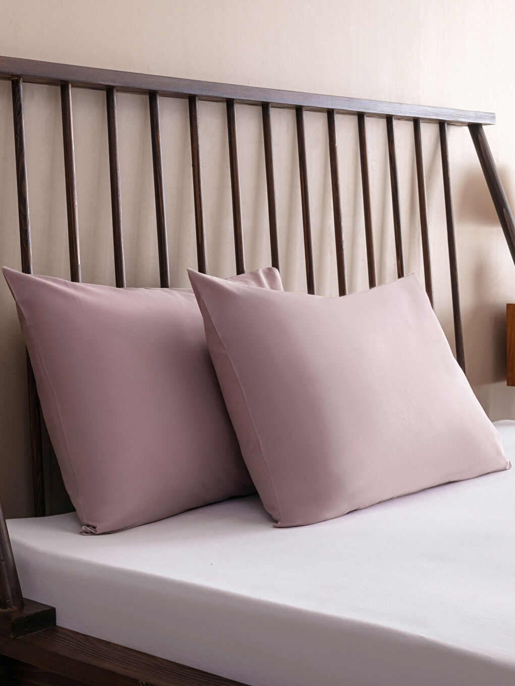 Pembe Pamuklu Yastık Kılıfı 2'li 50x70 cm