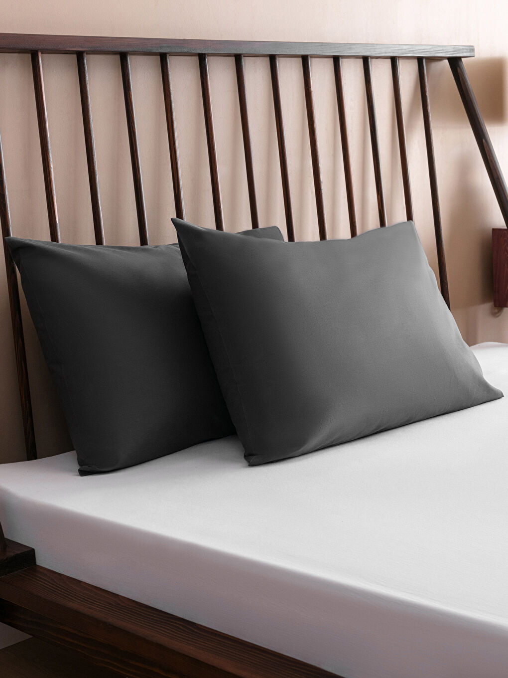 Antrasit Pamuklu Yastık Kılıfı 2'li 50x70 cm