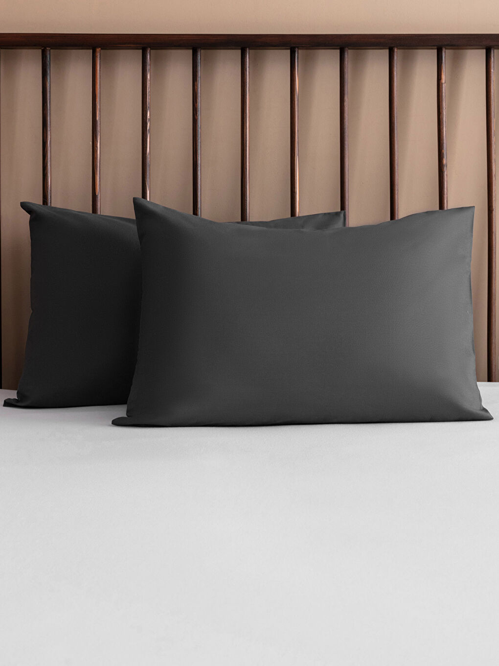 Antrasit Pamuklu Yastık Kılıfı 2'li 50x70 cm-1