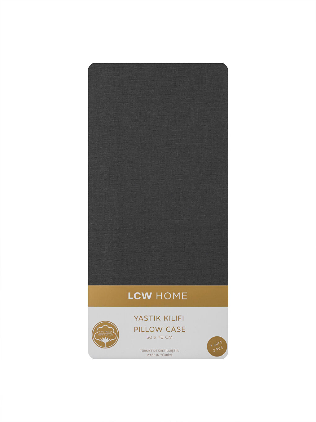 Antrasit Pamuklu Yastık Kılıfı 2'li 50x70 cm-3