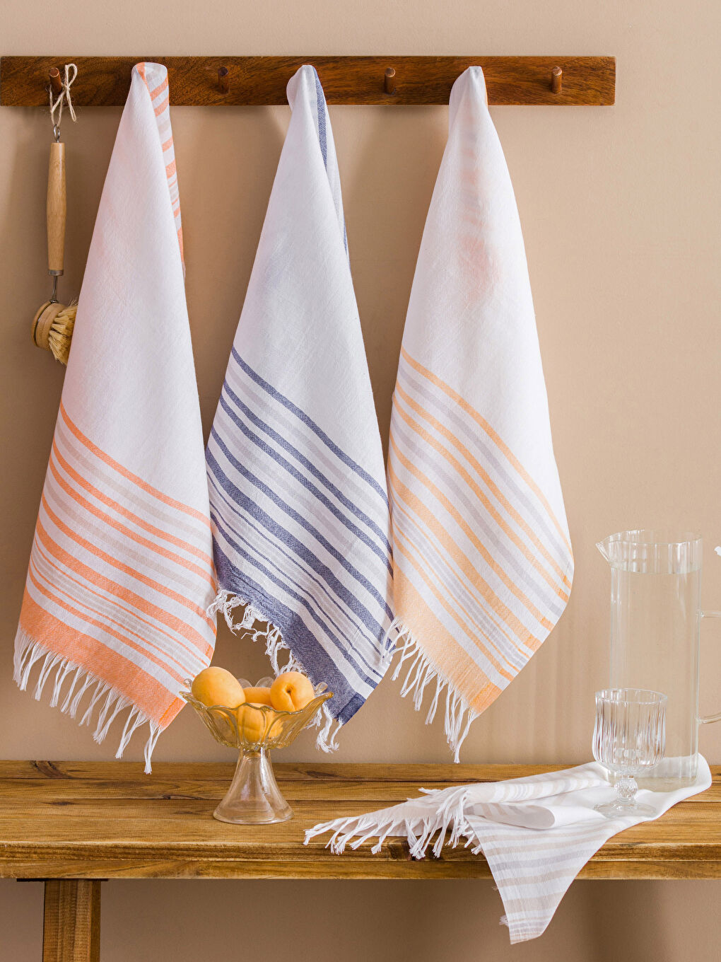 LCW HOME Striped Cotton Loincloth Drying Cloth Set of 3 -W3EV20Z8-F9C