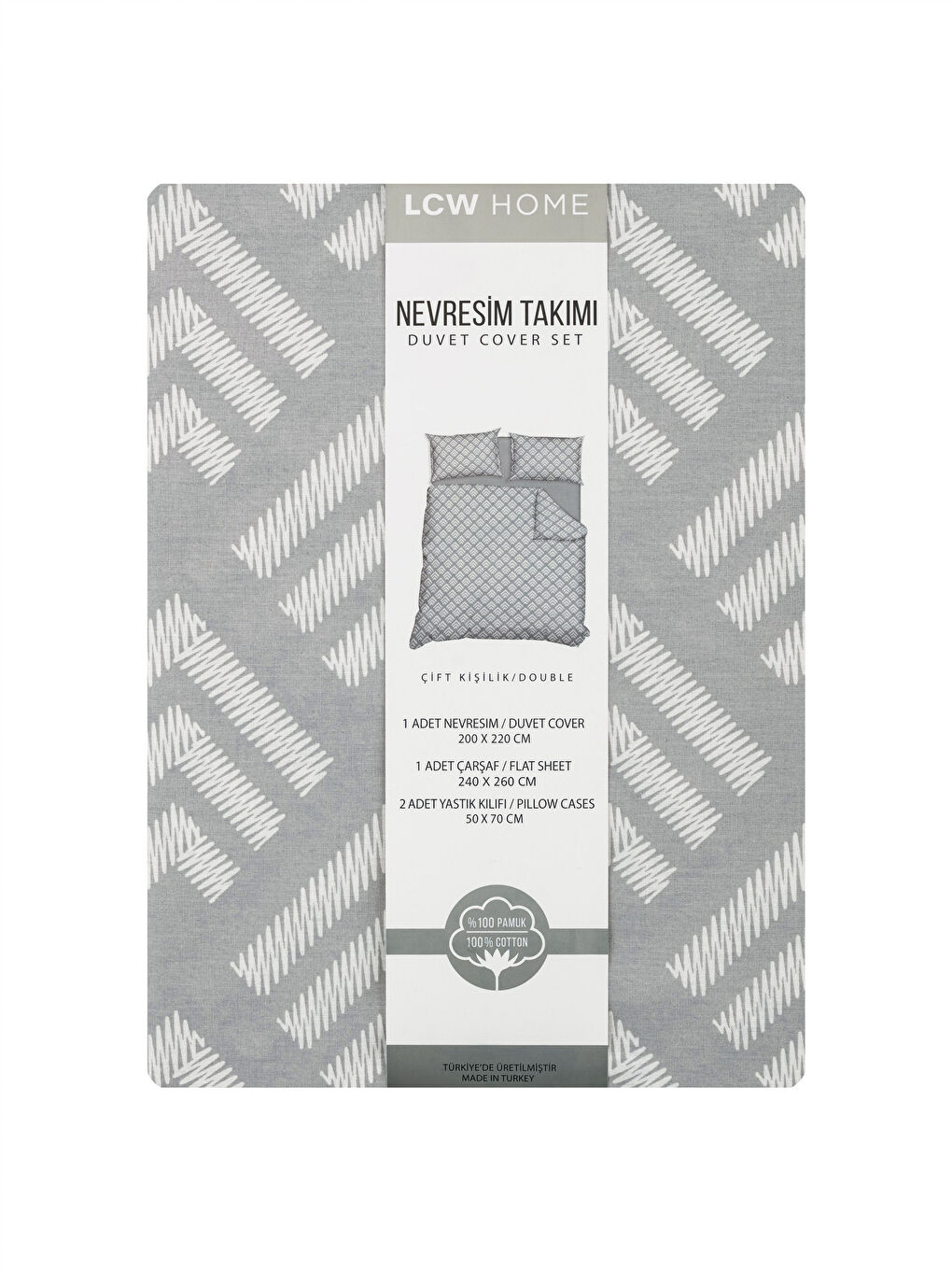 Полный комплект двуспального постельного белья из хлопка с принтом-7