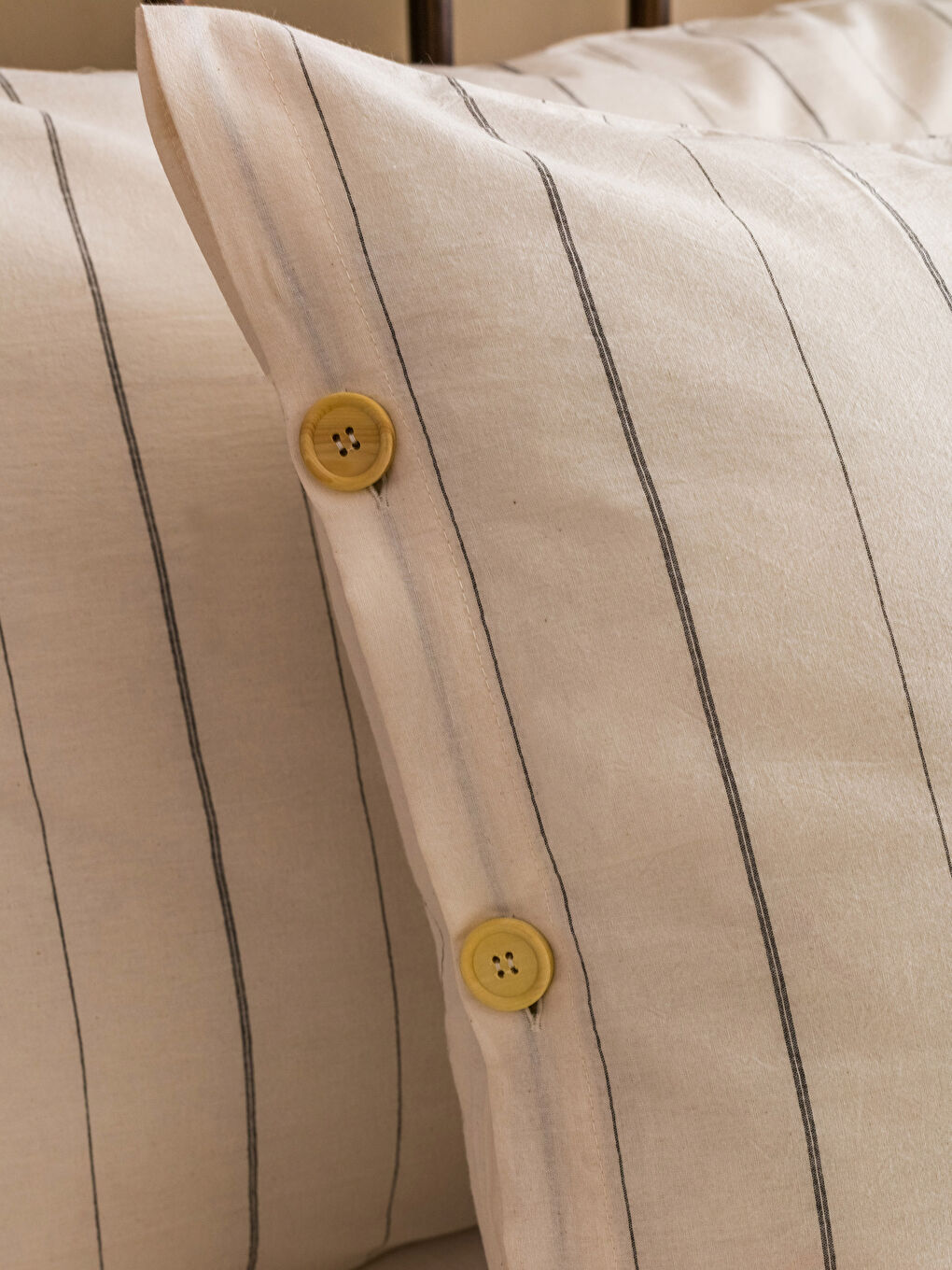 Ekru Çizgili Çift Kişilik Nevresim Takımı-3