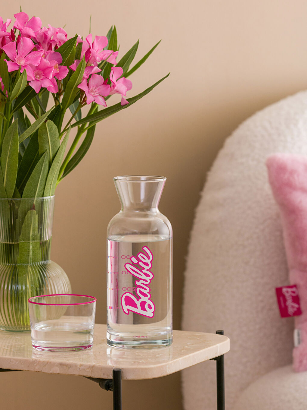 Pichet en Verre avec Couvercle Imprimé Barbie 700 ml