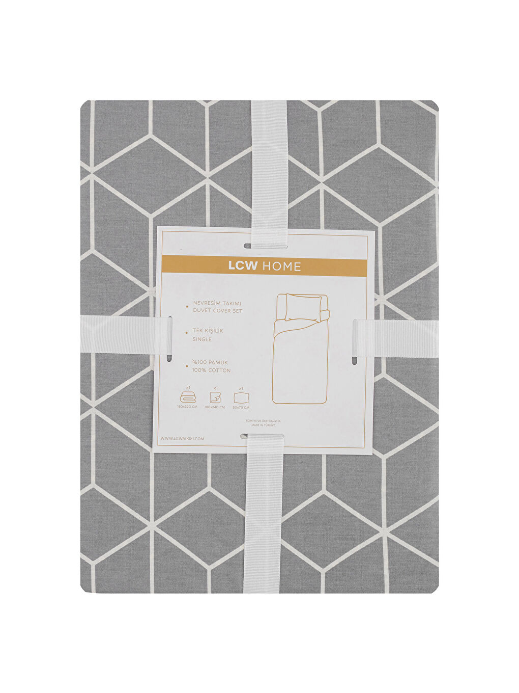 Gri Desenli Pamuklu Tek Kişilik Nevresim Takımı-7