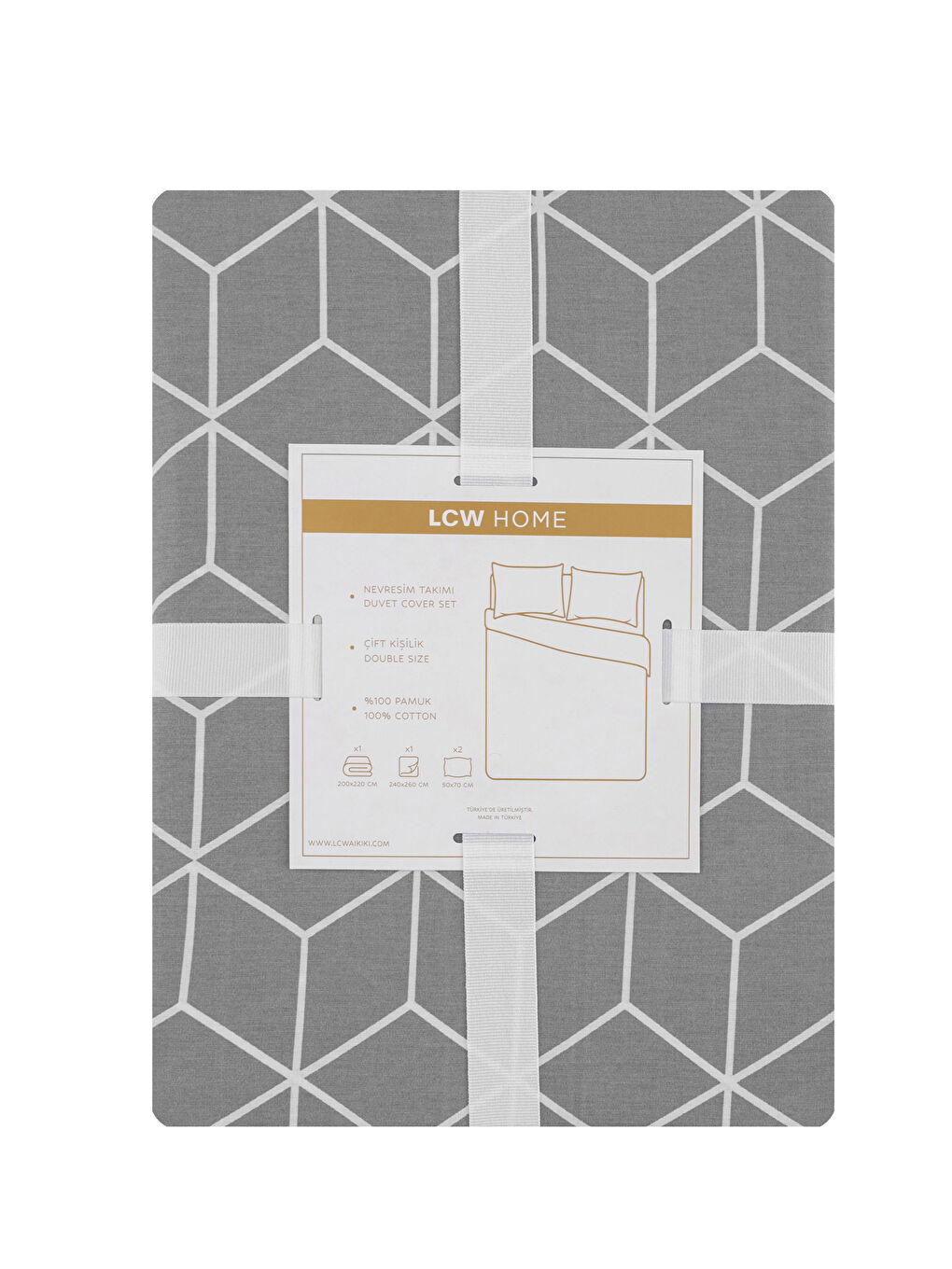 Gri Desenli Pamuklu Çift Kişilik Nevresim Takımı-7