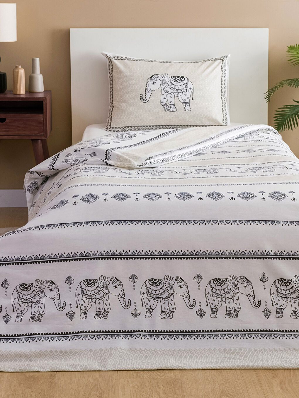 LCW HOME Elephant Printed Single Duvet Cover Set -W3FB81Z8-F9C