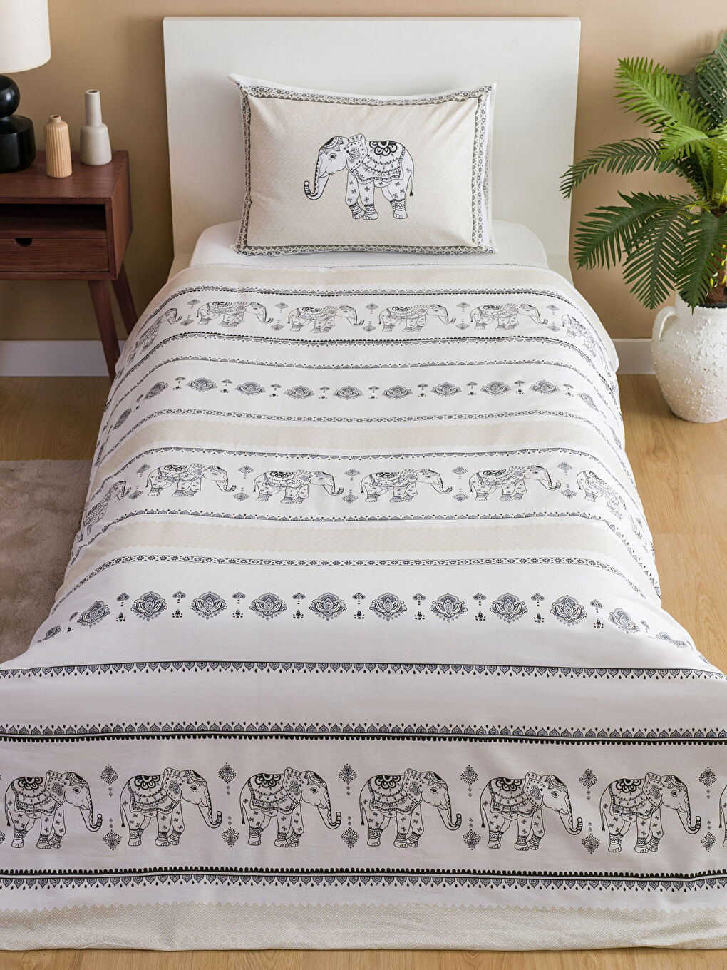 LCW HOME Elephant Printed Single Duvet Cover Set -W3FB81Z8-F9C