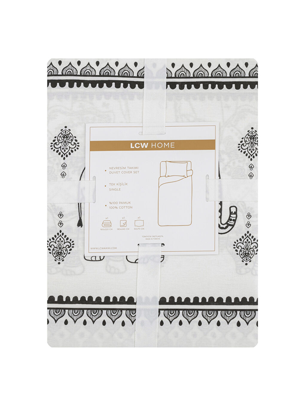 LCW HOME Elephant Printed Single Duvet Cover Set -W3FB81Z8-F9C