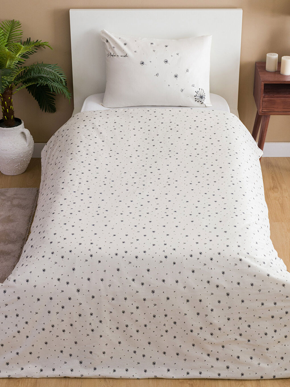 طقم غطاء لحاف مفرد بنقشة الزهور-1