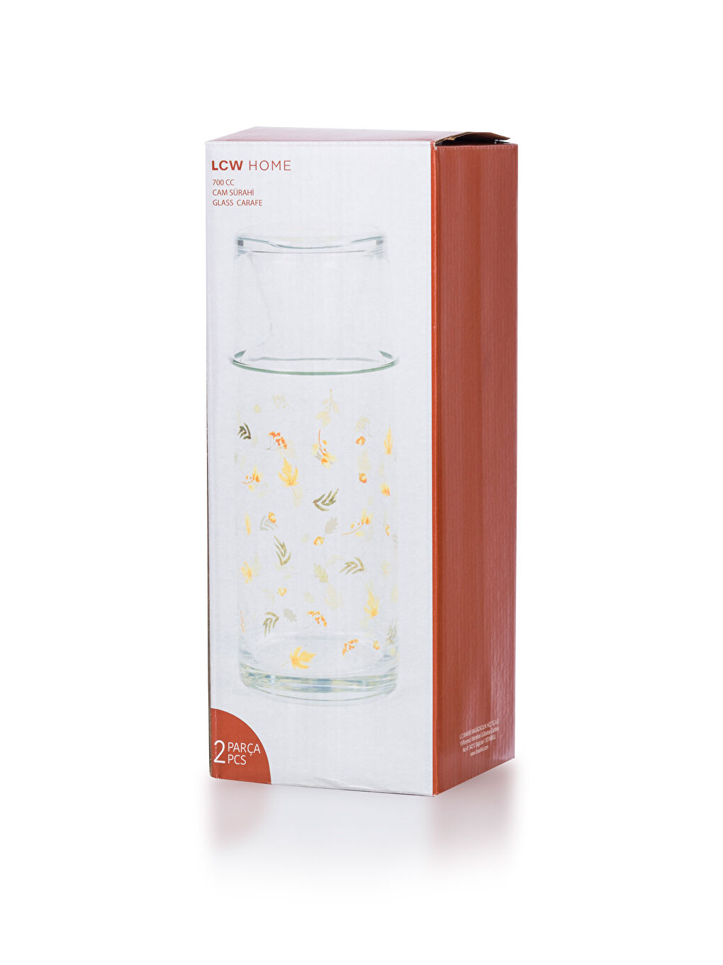 LCW HOME Glass Carafe Pitcher with Printed Glass Lid 700 Ml -W3FC60Z8-F9C