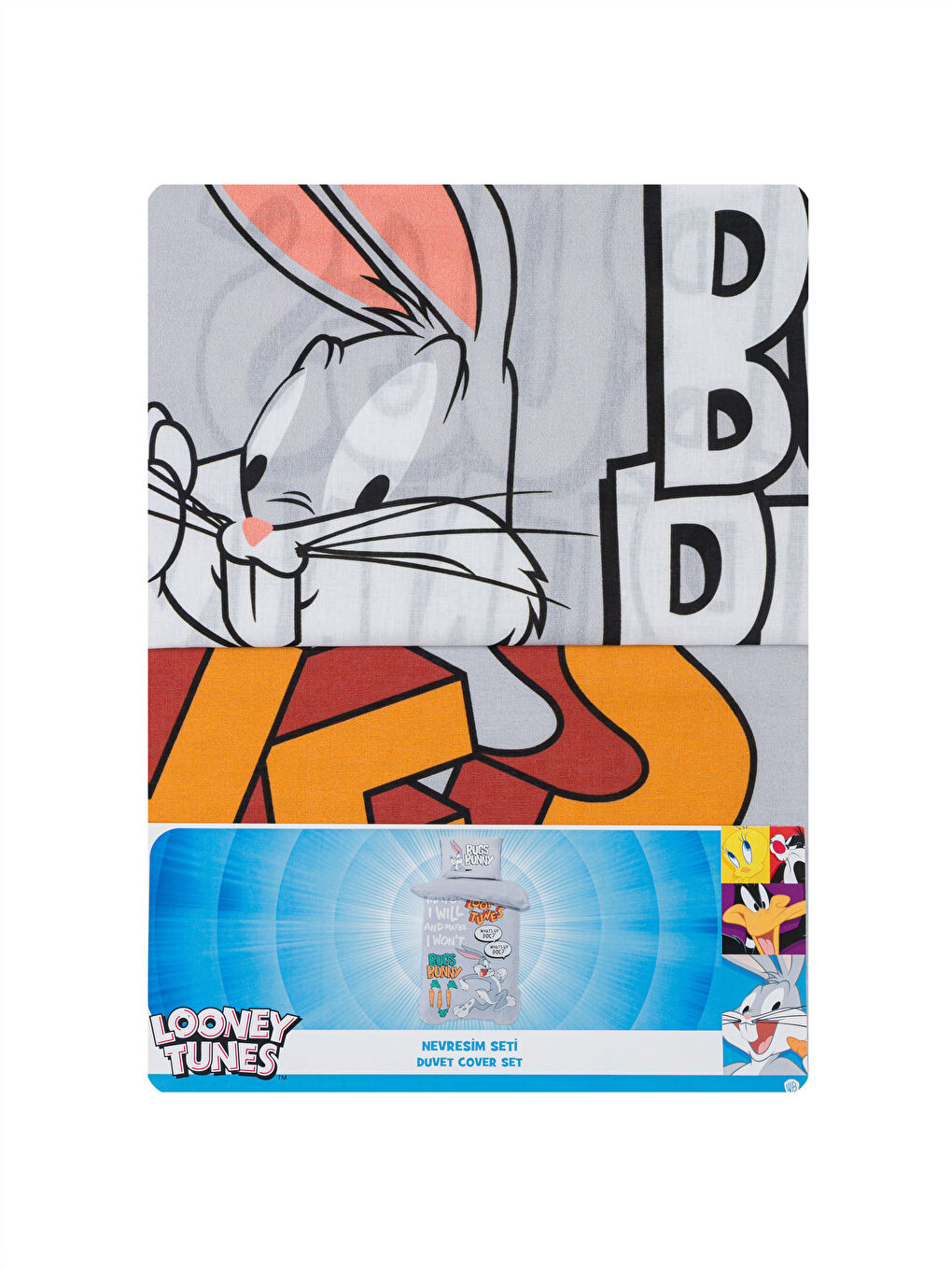 Karışık Bugs Bunny Baskılı Tek Kişilik Nevresim Seti-6