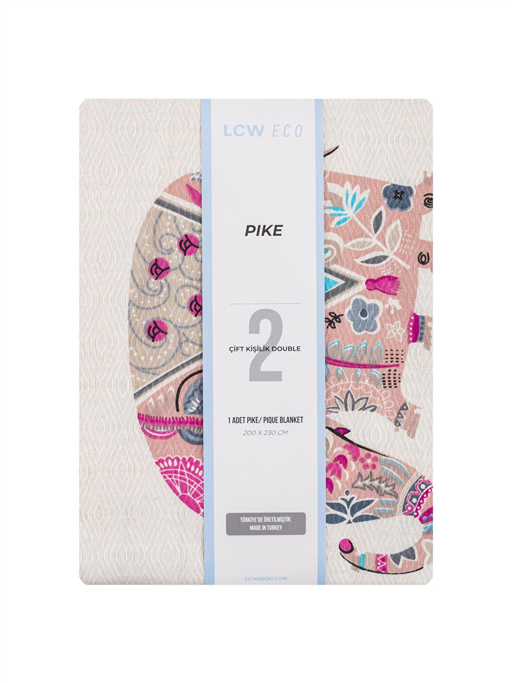 Ekru Fil Desenli Çift Kişilik Pike 200x230 cm-4