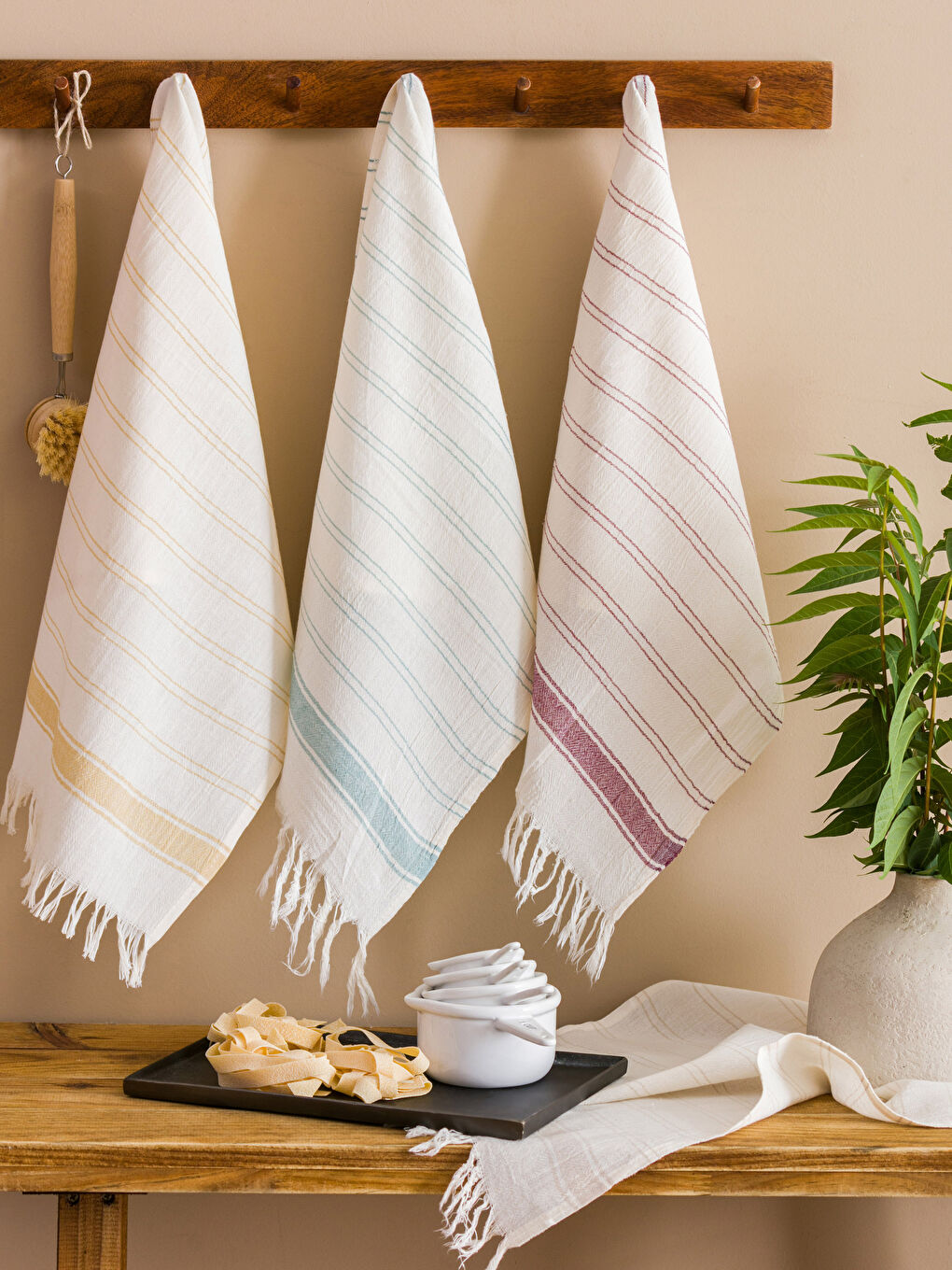 LCW HOME Printed Tasseled Drying Cloth Set of 4 -W3FF10Z8-F9C