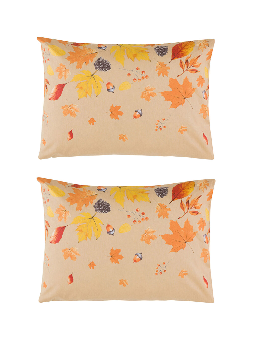 Karışık Yaprak Baskılı Pamuklu Yastık Kılıfı 2'li 50x70 cm-4