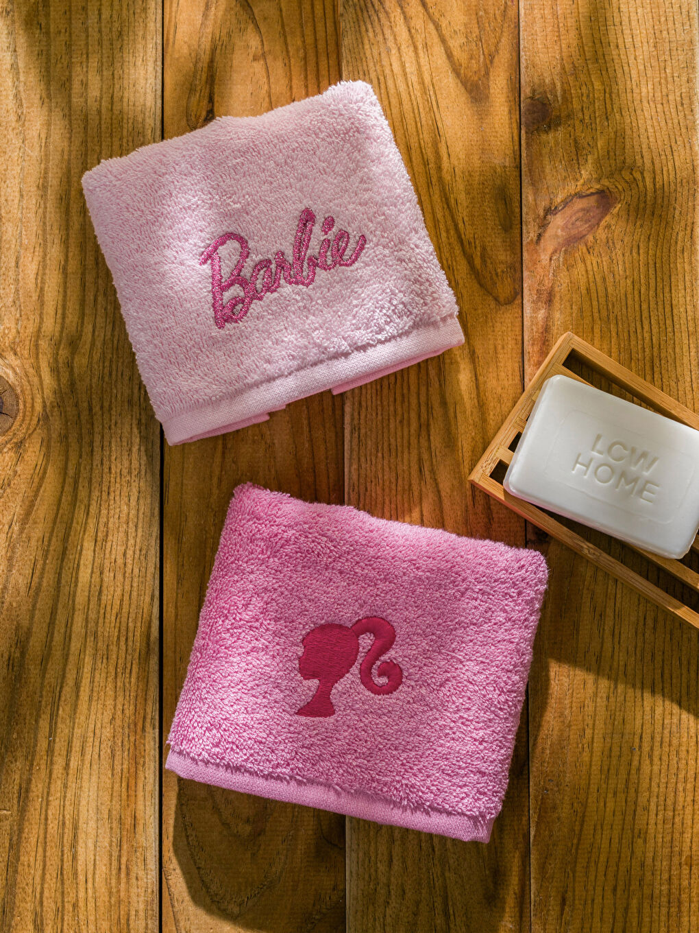 Pembe Barbie Nakışlı El Havlusu 2'li 30x50 cm-3