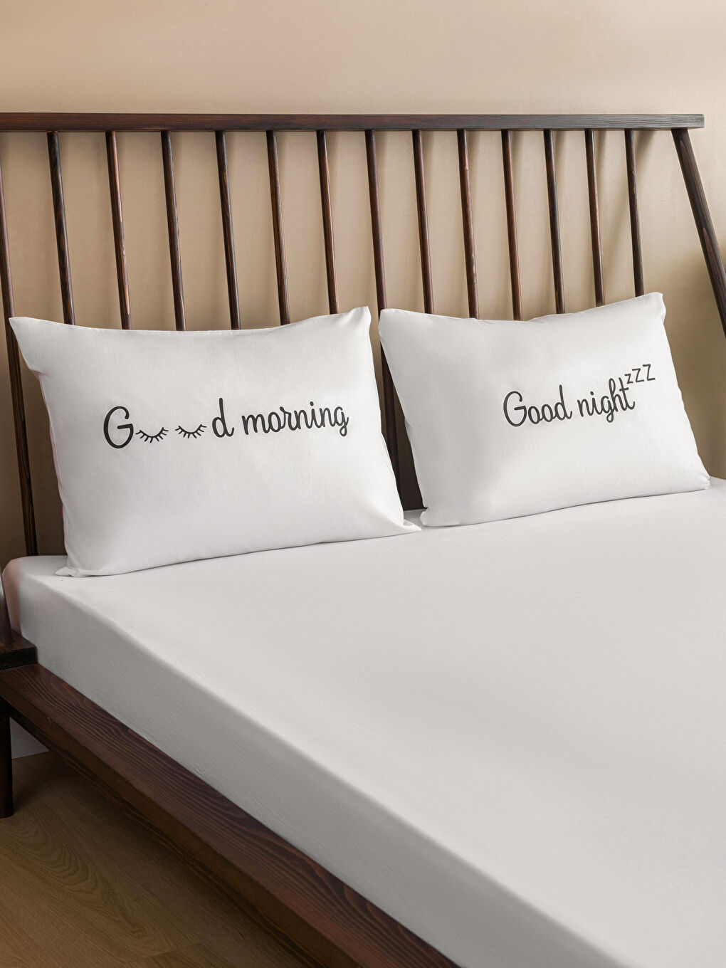 Feță de Pernă Imprimată Script din Bumbac 50x70 Cm 2 Bucăți