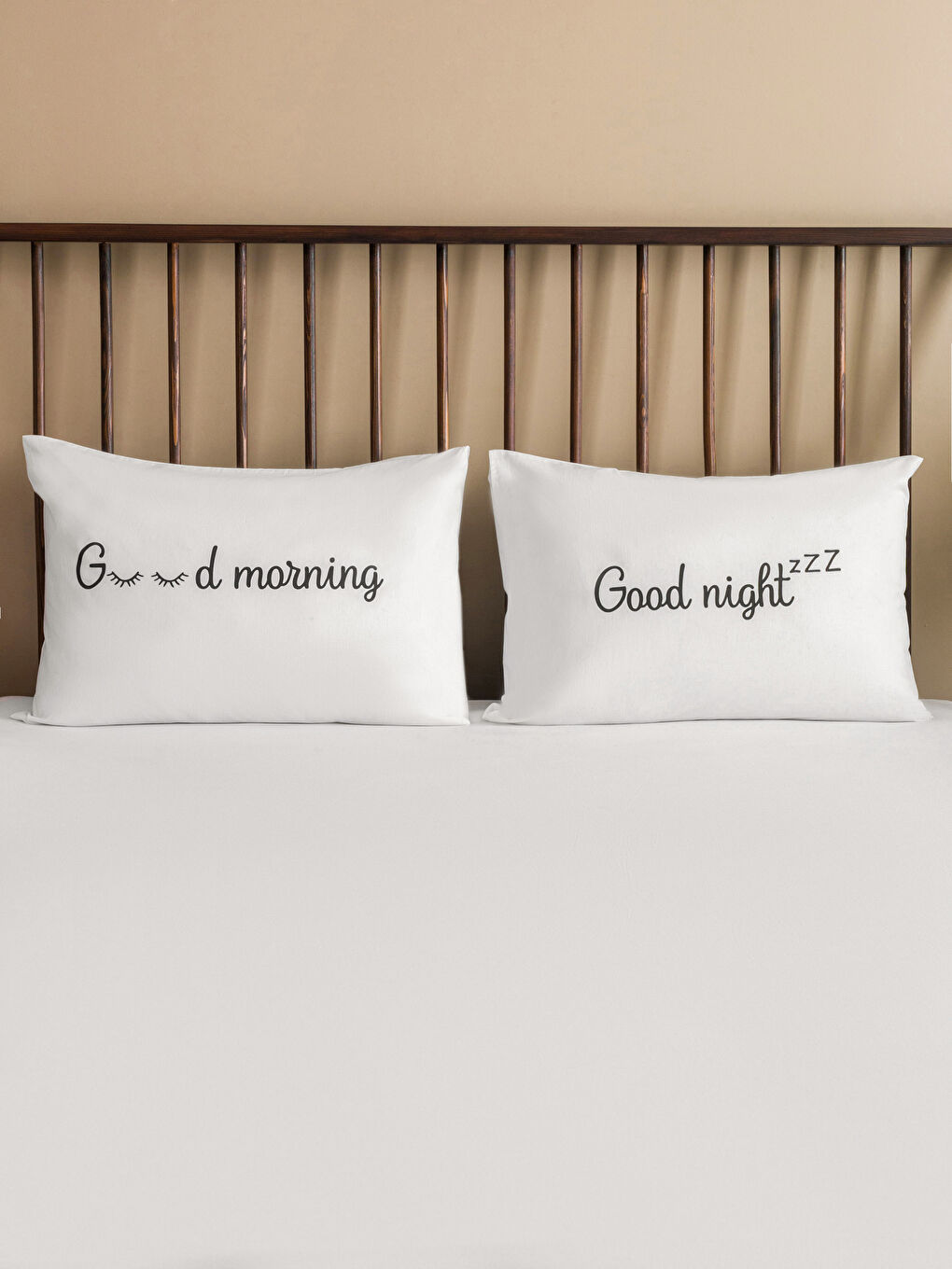 Feță de Pernă Imprimată Script din Bumbac 50x70 Cm 2 Bucăți-1