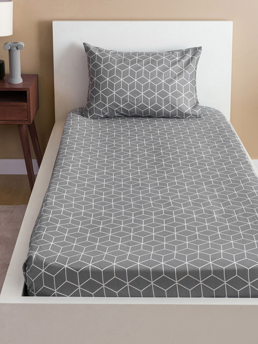 Gri Desenli Tek Kişilik Nevresim Seti