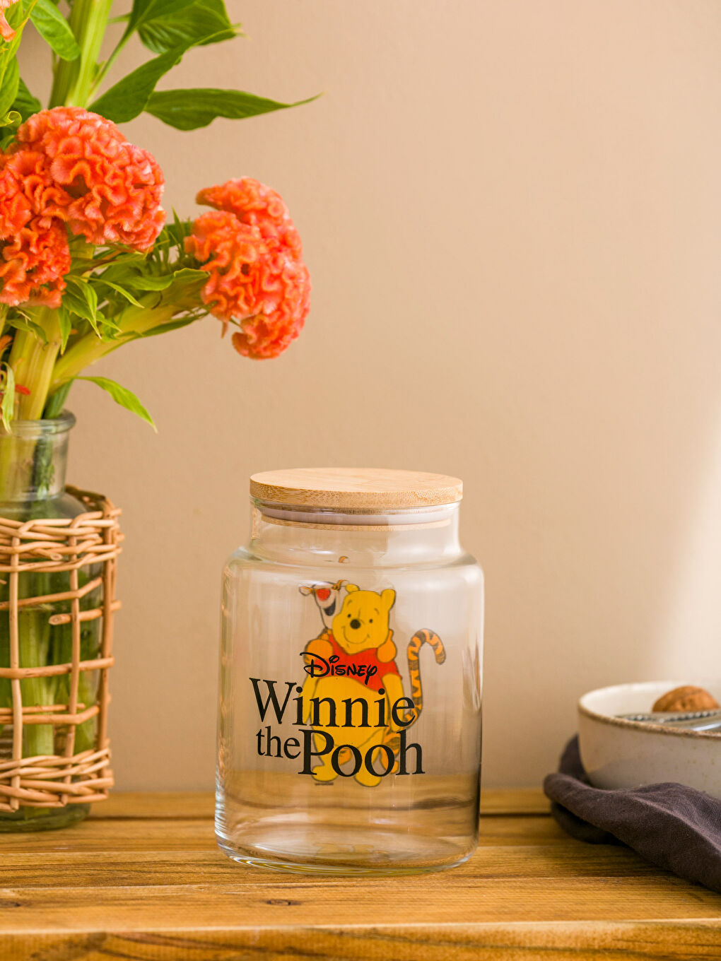 Karışık Winnie The Pooh Baskılı Cam Saklama Kabı 1080 ml-1
