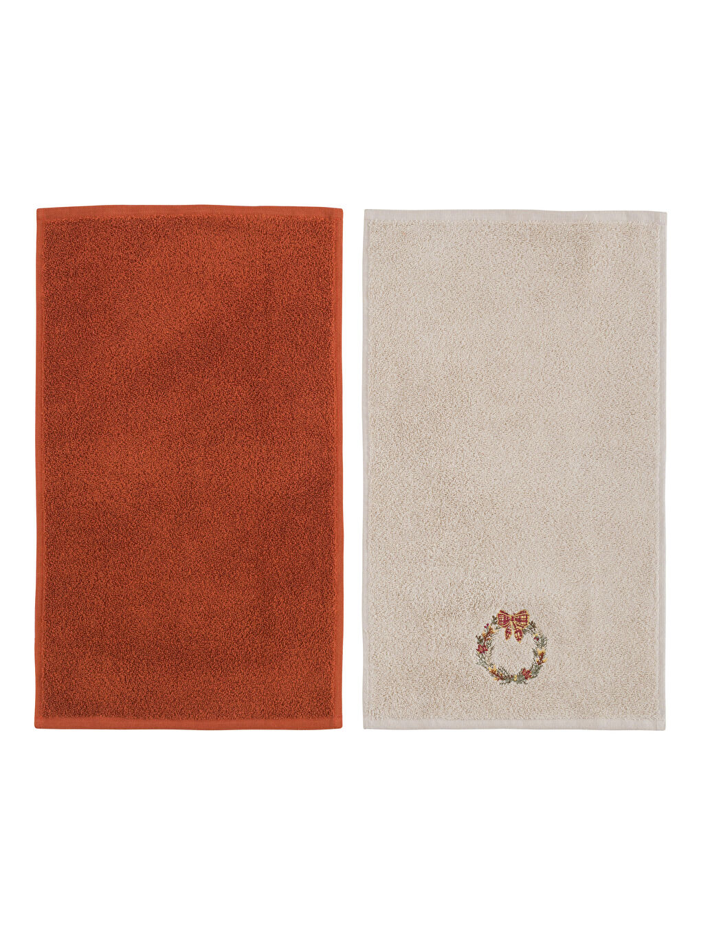 LCW HOME Besticktes Baumwoll-Gästehandtuch 2er-Pack 30x50 cm -W3FH63Z8-F9C