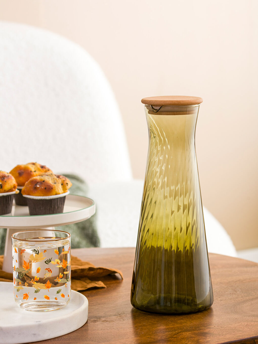 Stakleni vrč s drvenim poklopcem 1100 ml-1