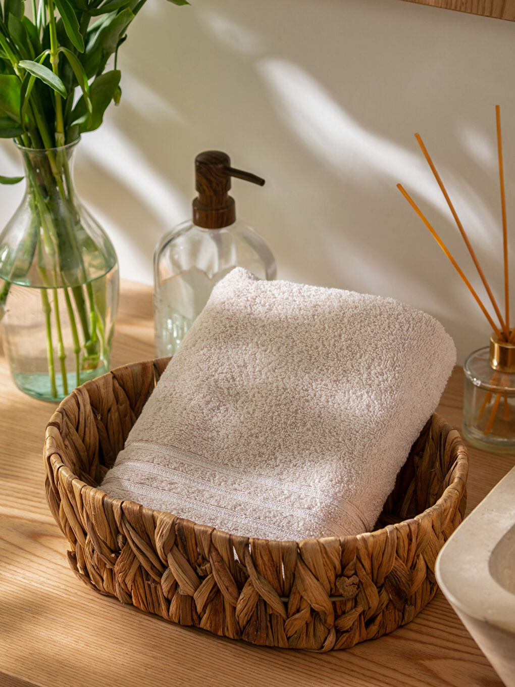 Bej Düz Bukle Yüz Havlusu-1