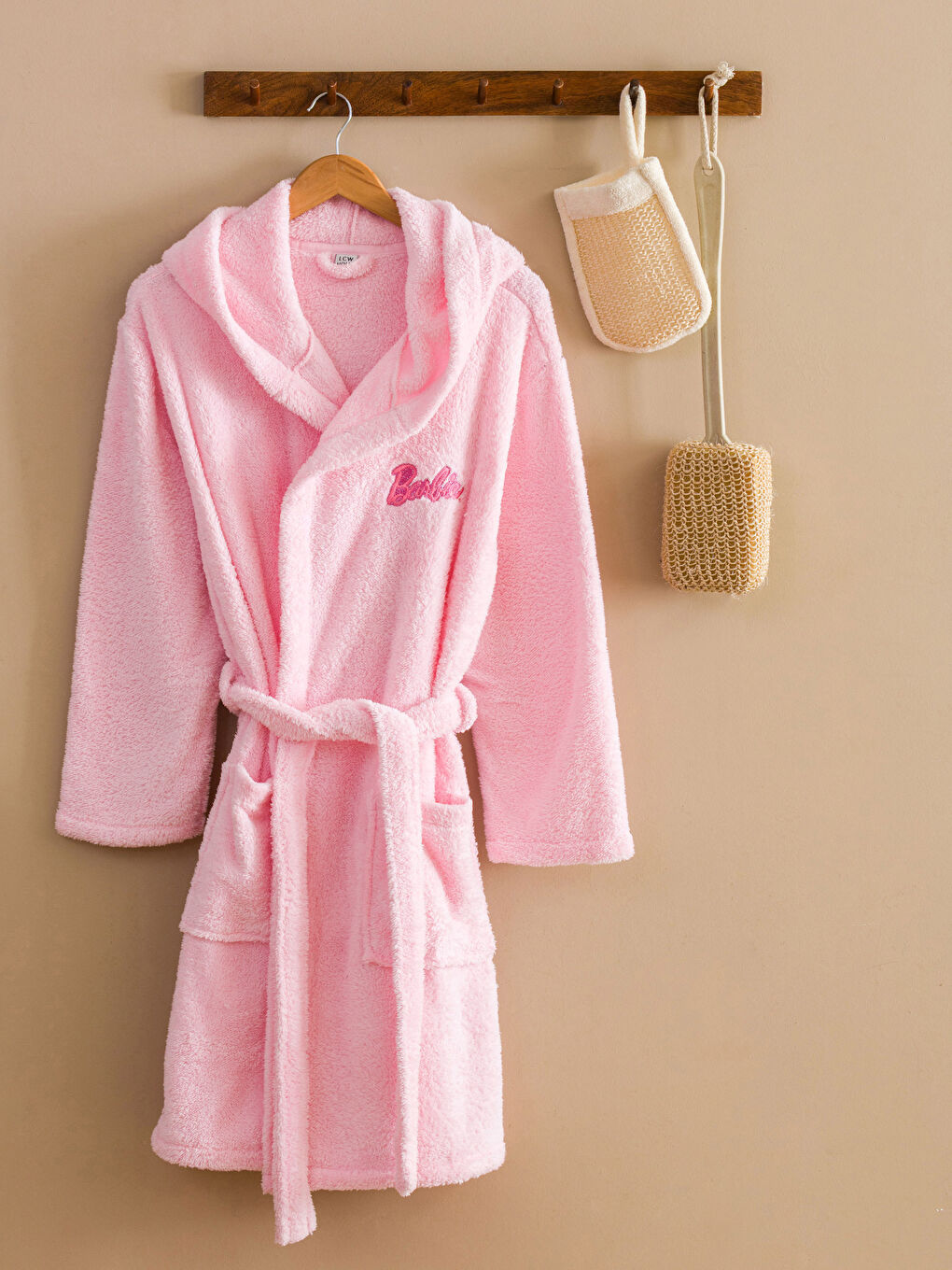LCW HOME Barbie Embroidered Women's Robe -W3FJ13Z8-JH4