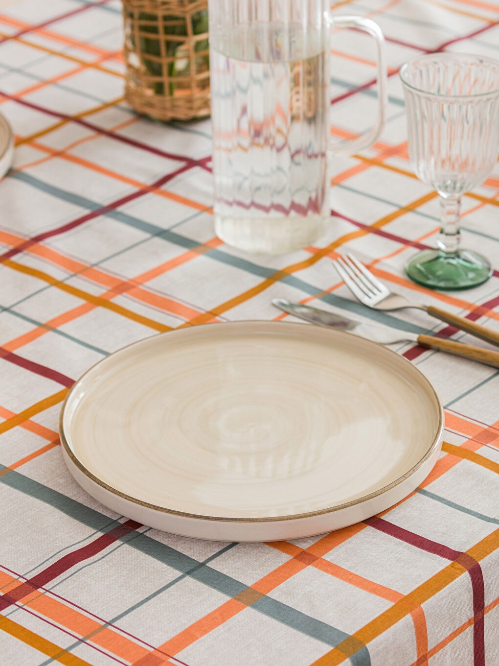 Bej Desenli Seramik Servis Tabağı 4'lü 26 cm-1