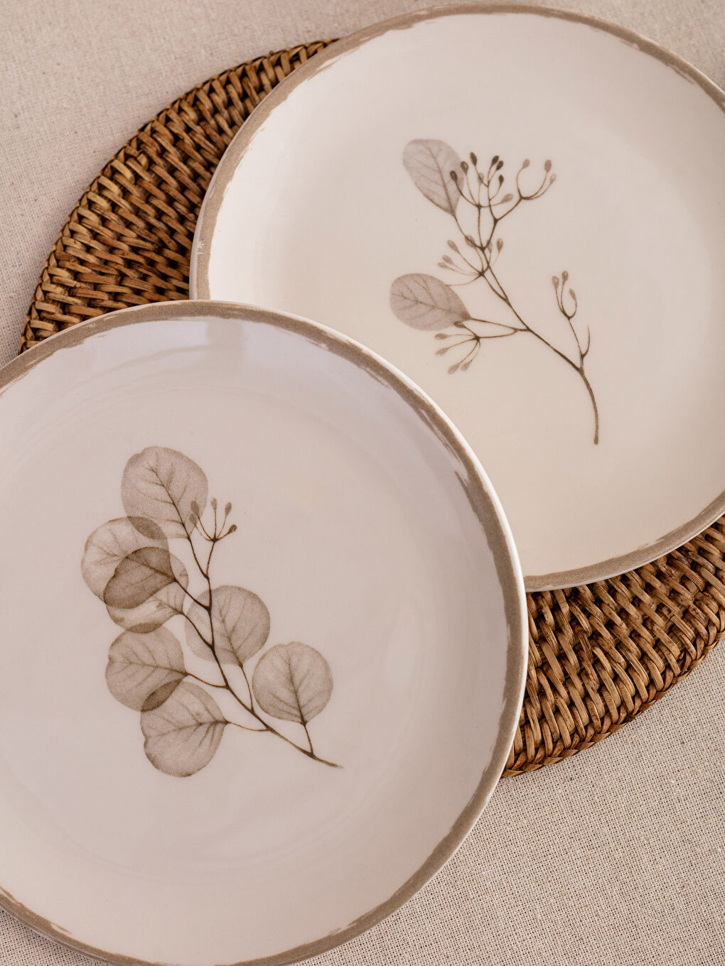 Bej Baskılı Seramik Pasta Tabağı Seti 4'lü-4