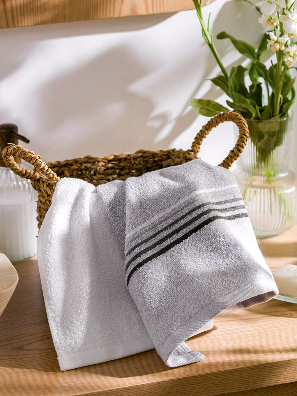 Striped Cotton Hand Towel 2 Pack 50x80 cm-1