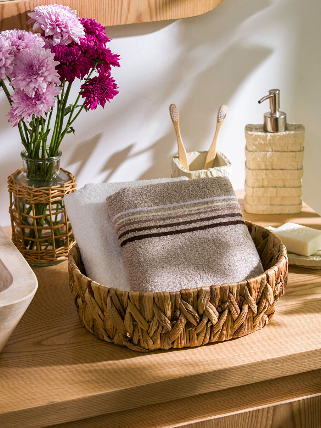 Striped Cotton Hand Towel 2 Pack 50x80 cm-1