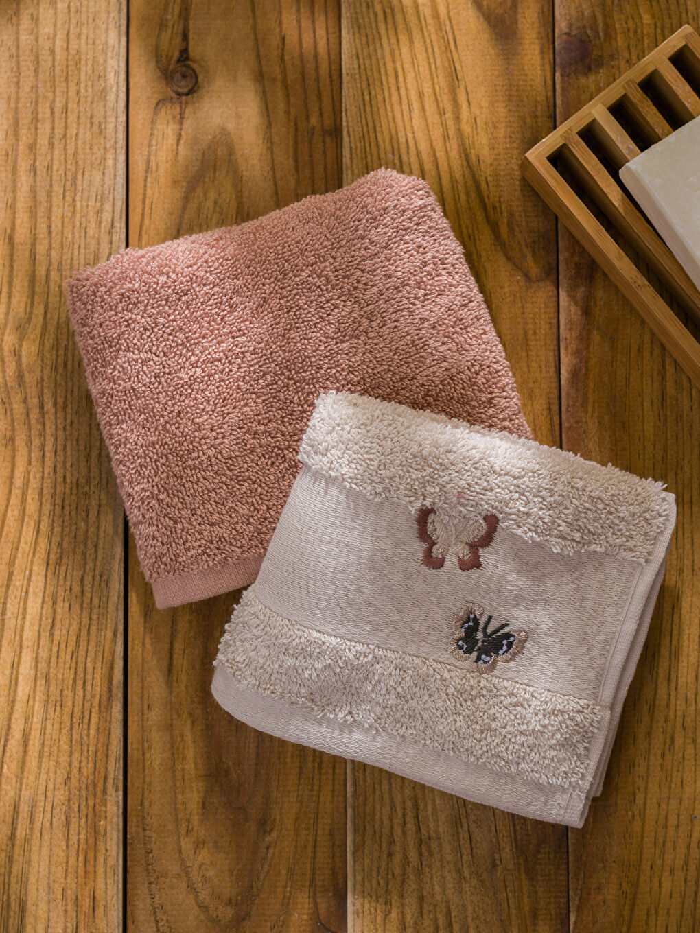 Bej Desenli Pamuklu El Havlusu 2'li  30x50 cm-2