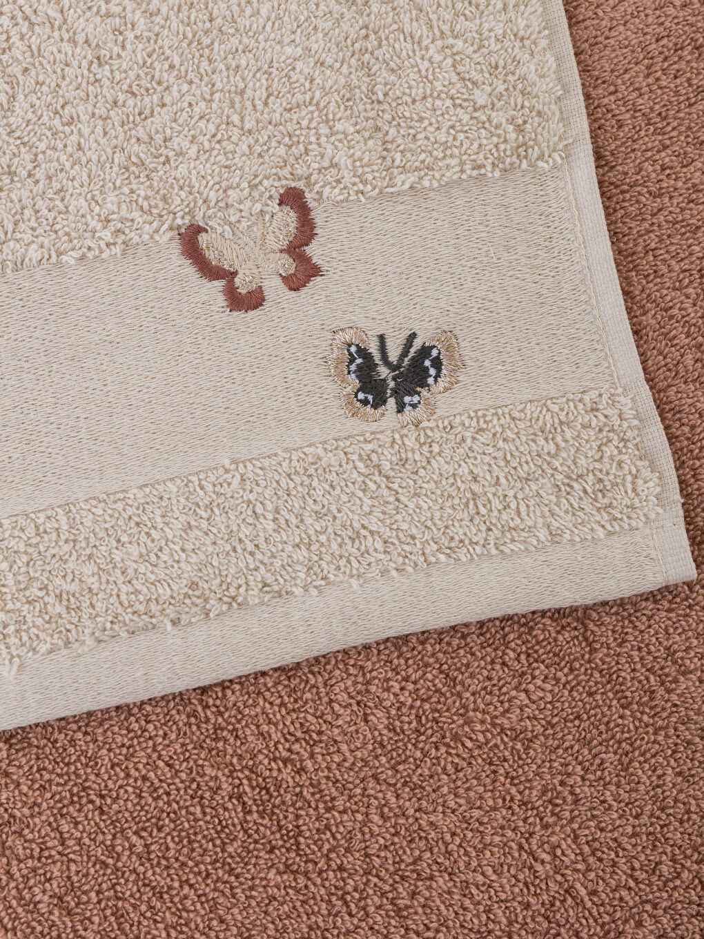 Bej Desenli Pamuklu El Havlusu 2'li  30x50 cm-3