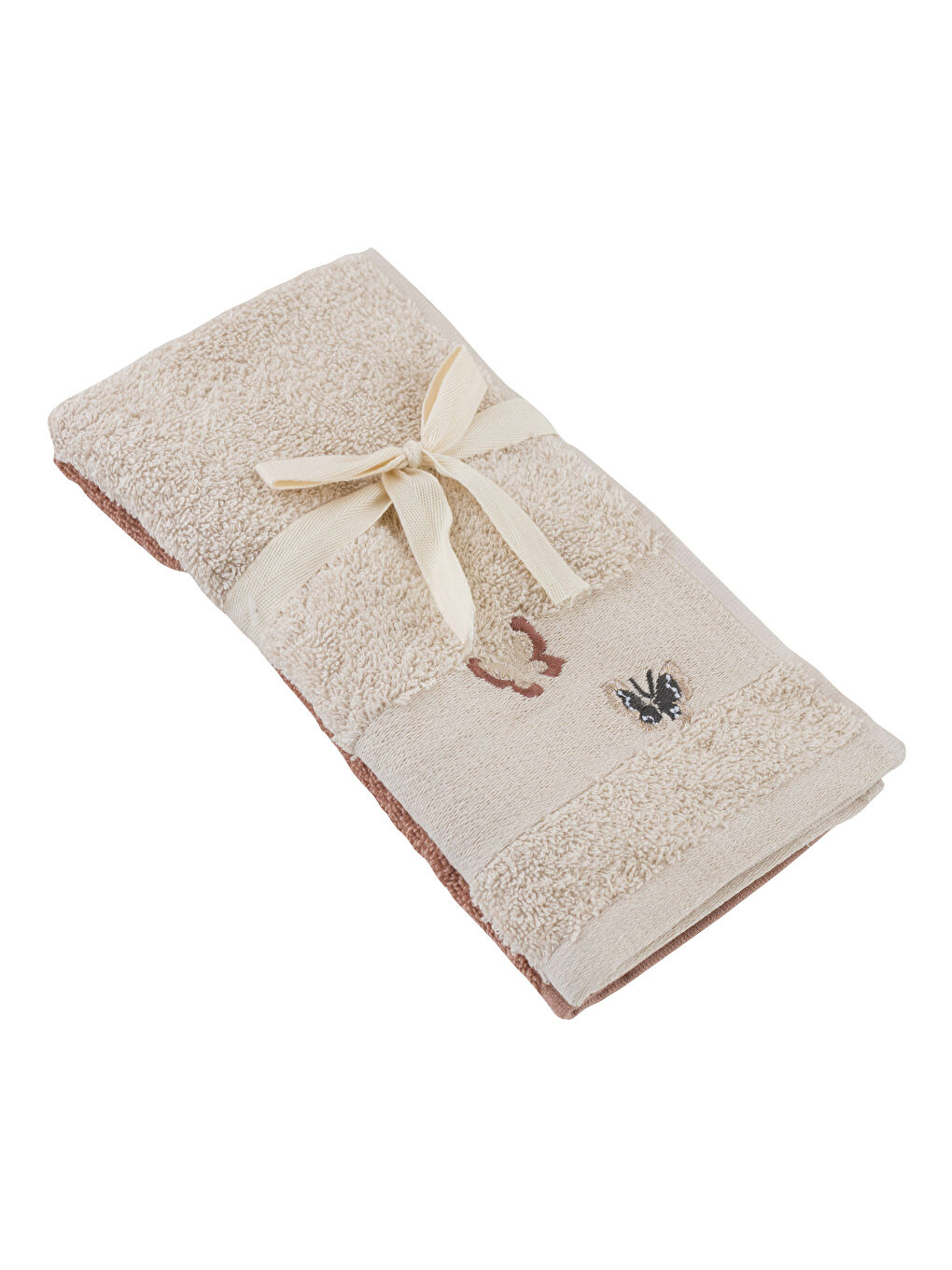 Bej Desenli Pamuklu El Havlusu 2'li  30x50 cm-4