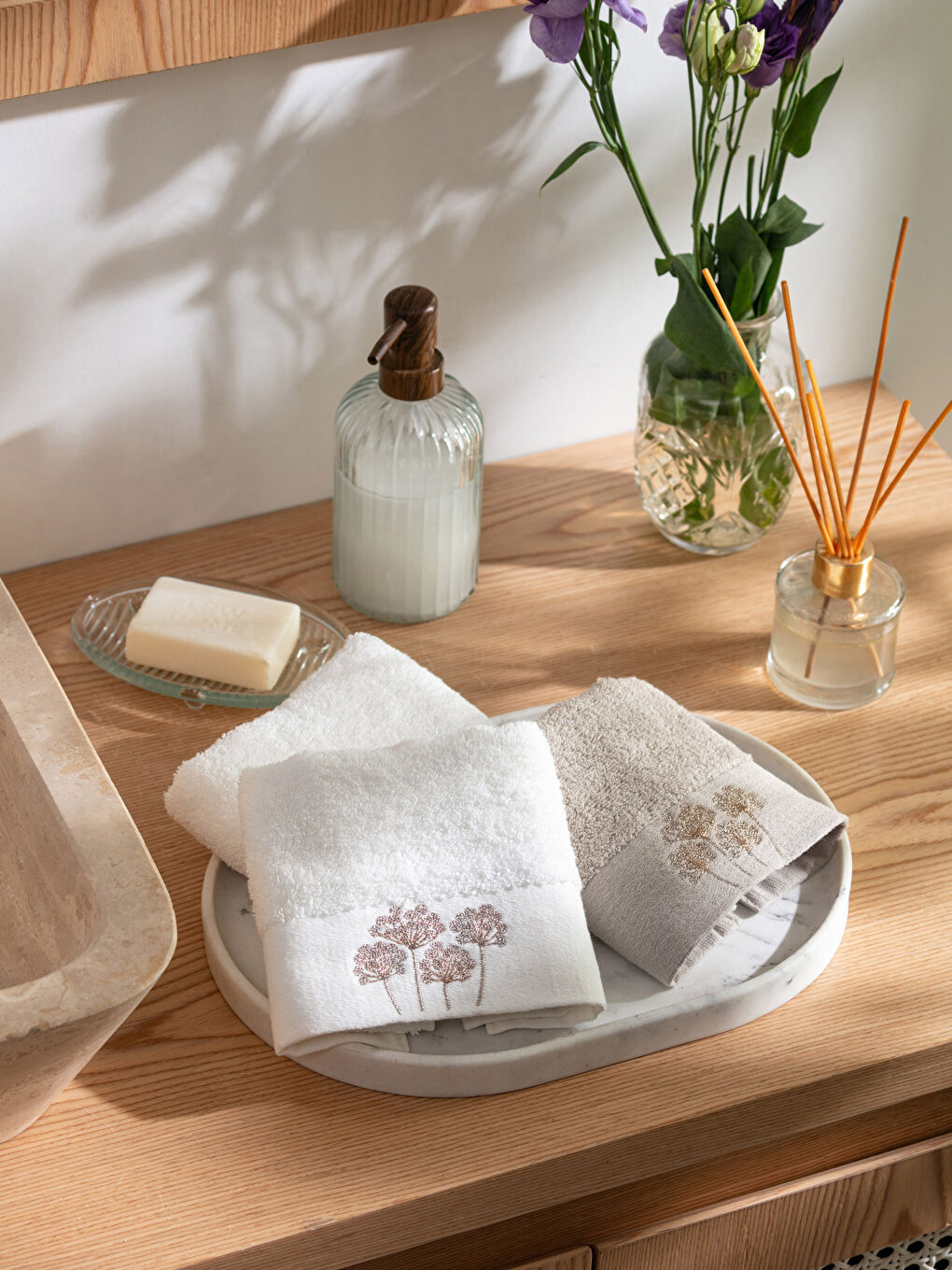 Serviette d'invité brodée Lot de 3 pièces 30x50 cm