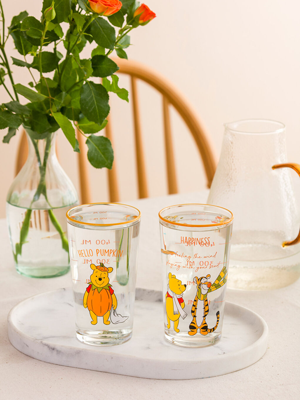 LCW HOME Karışık Baskılı Winnie The Pooh Baskılı Cam Bardak 2'li 570 Ml