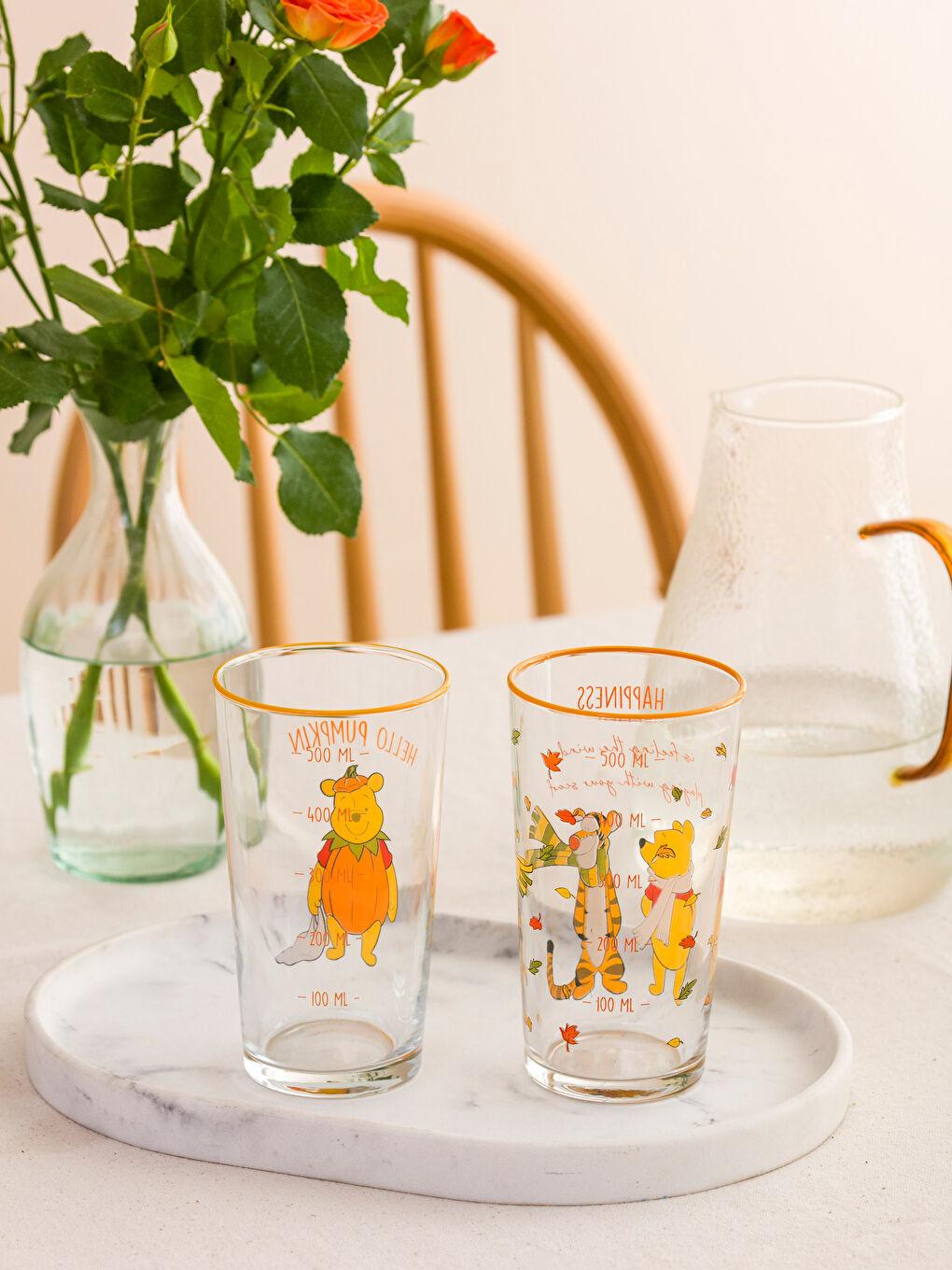 LCW HOME Karışık Baskılı Winnie The Pooh Baskılı Cam Bardak 2'li 570 Ml - 2