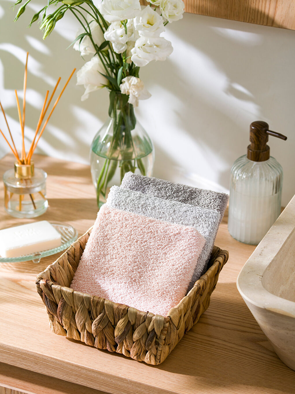 طقم فوط يد قطن سادة - ٣ قطع