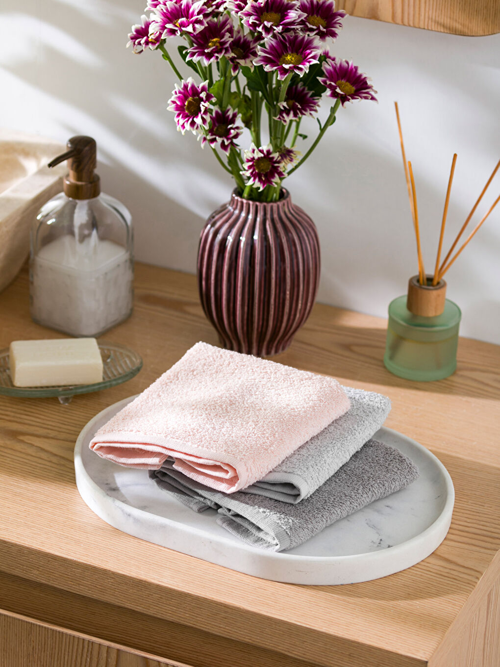 طقم فوط يد قطن سادة - ٣ قطع-1