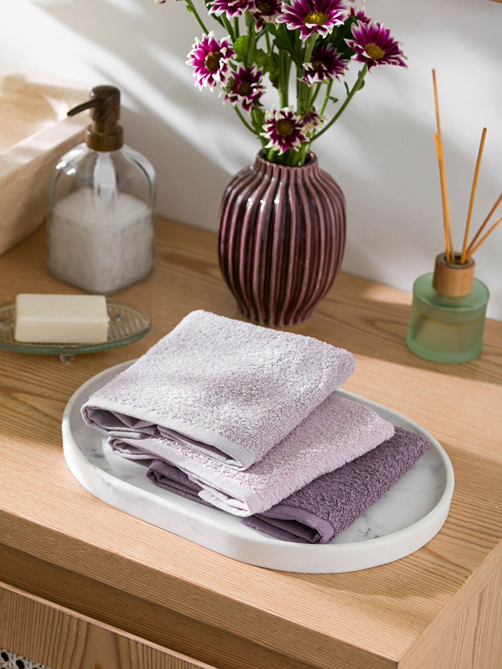 طقم فوط يد قطن سادة - ٣ قطع