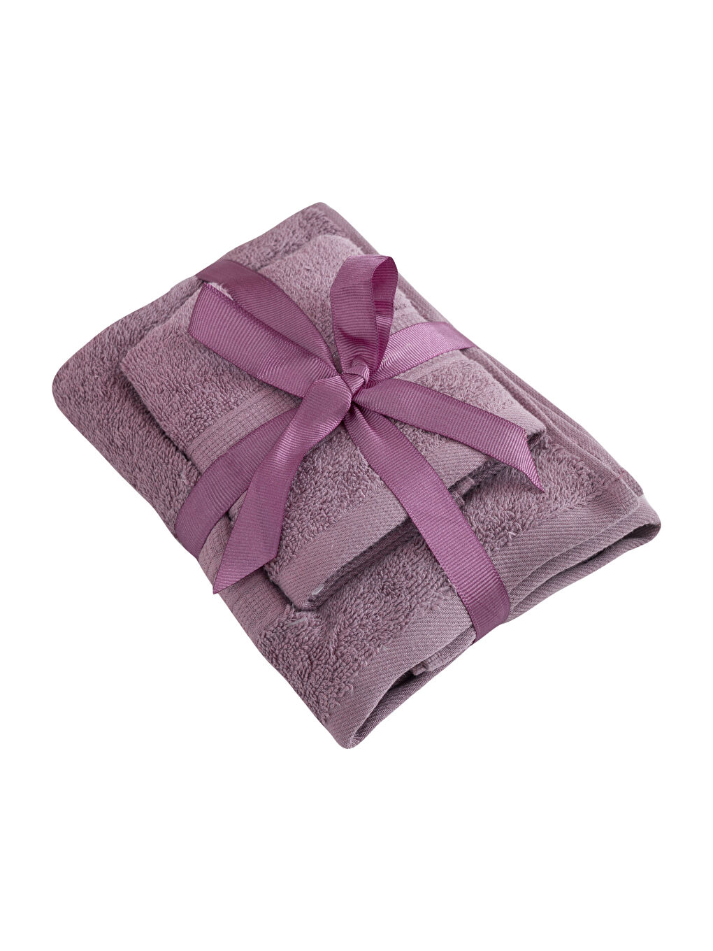 Mor Çizgili Pamuklu Havlu Seti 2'li-4