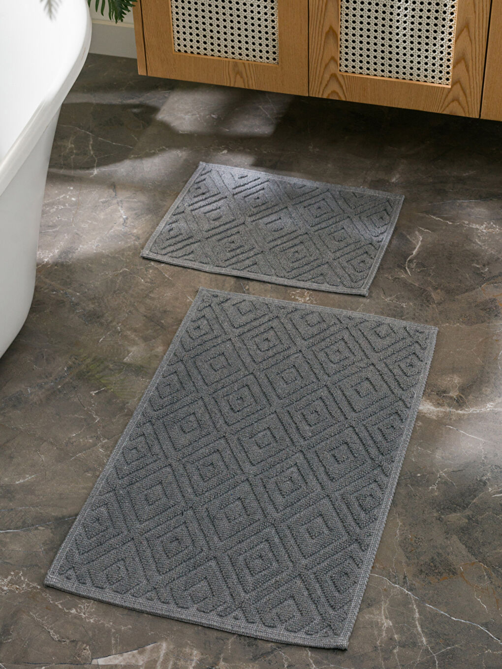 Lcw Home Lot de 2 Tapis de Bain à Motifs Géométriques -W3FP28Z8-CWL