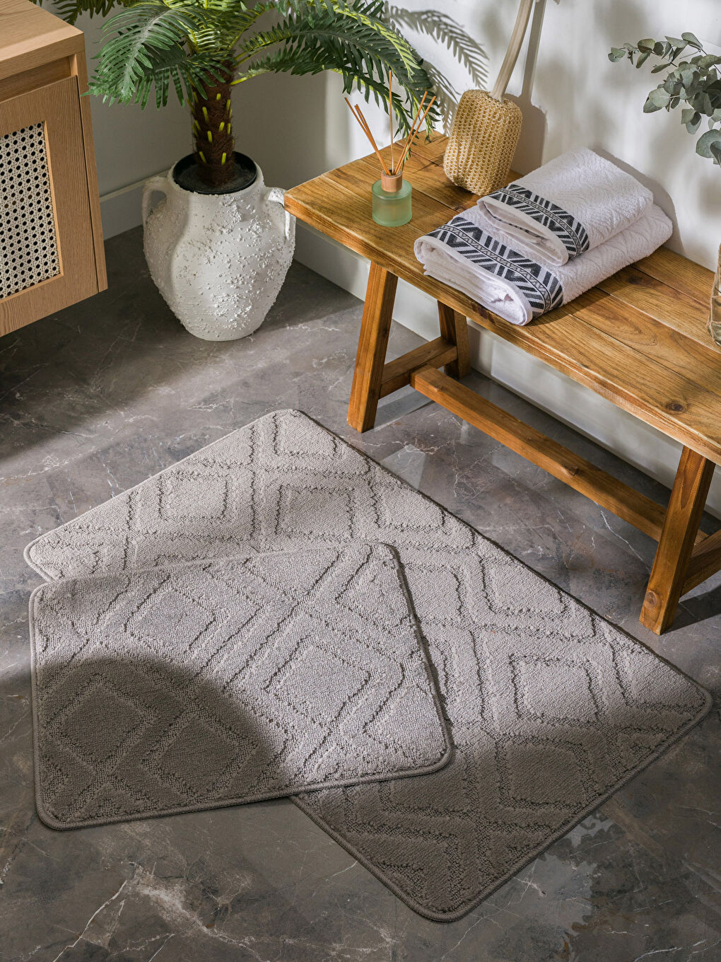 Tapis de bain à motifs Lot de 2